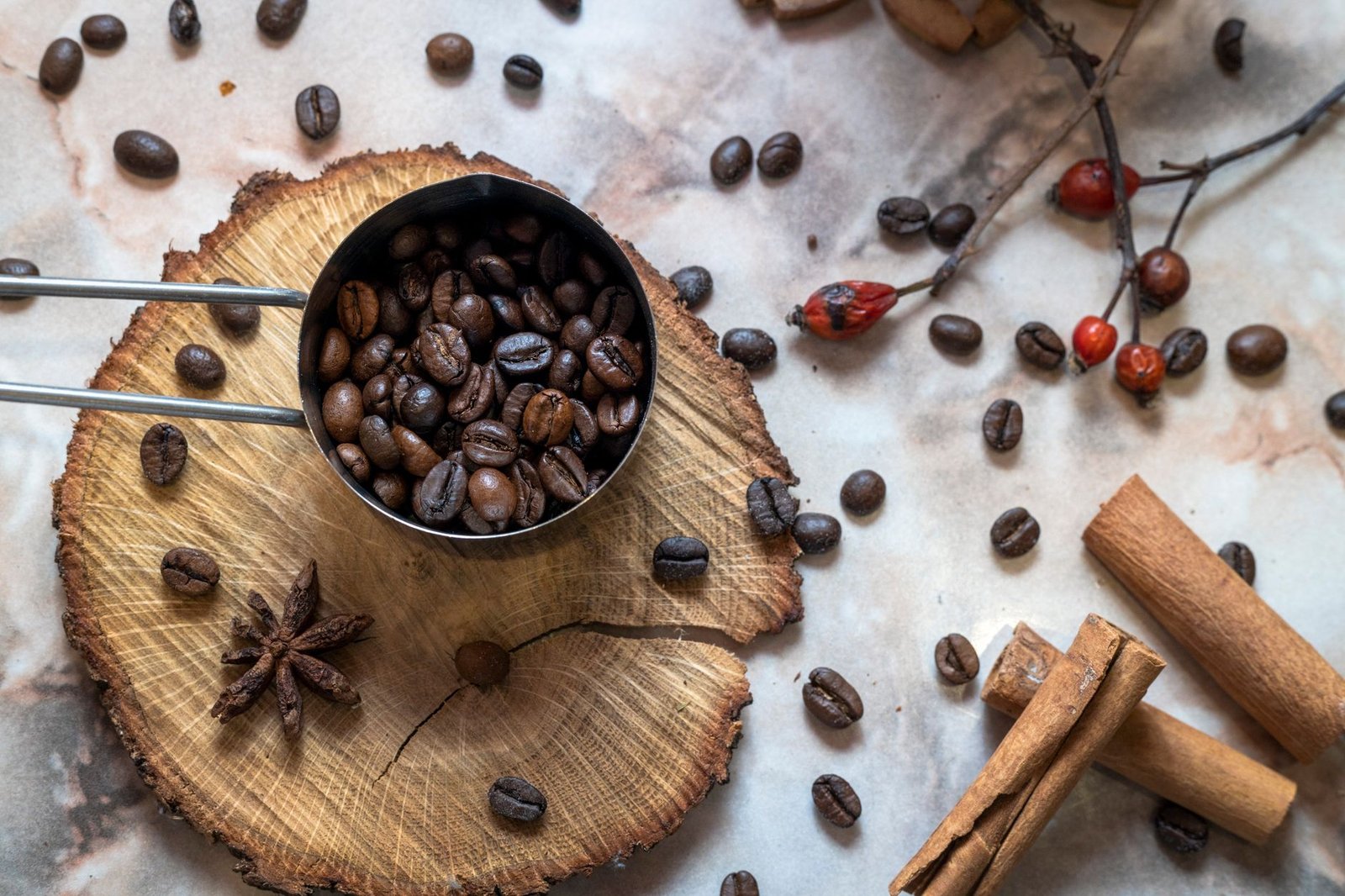 Aromatic cinnamon coffee beans