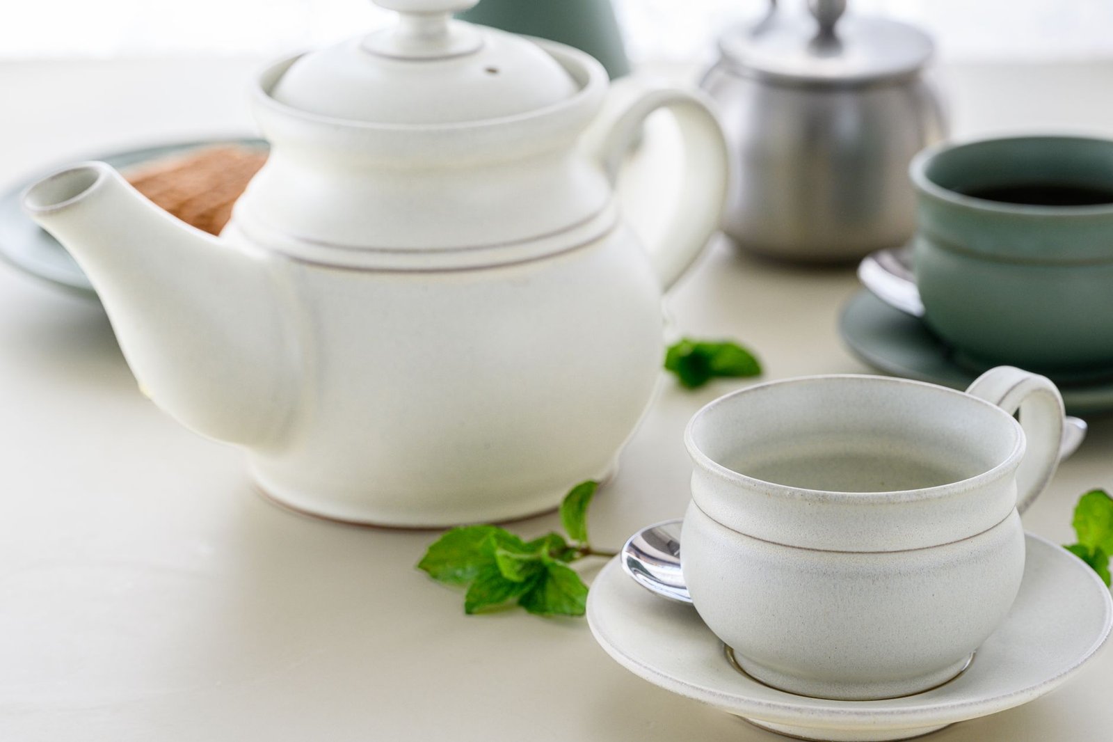 Steeping Moringa tea leaves in a cup