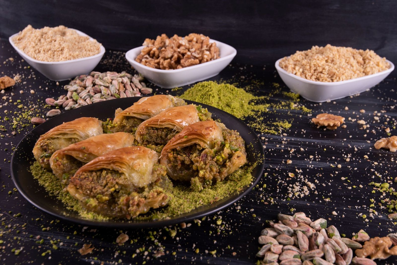 A variety of dishes that include pistachios as an ingredient
