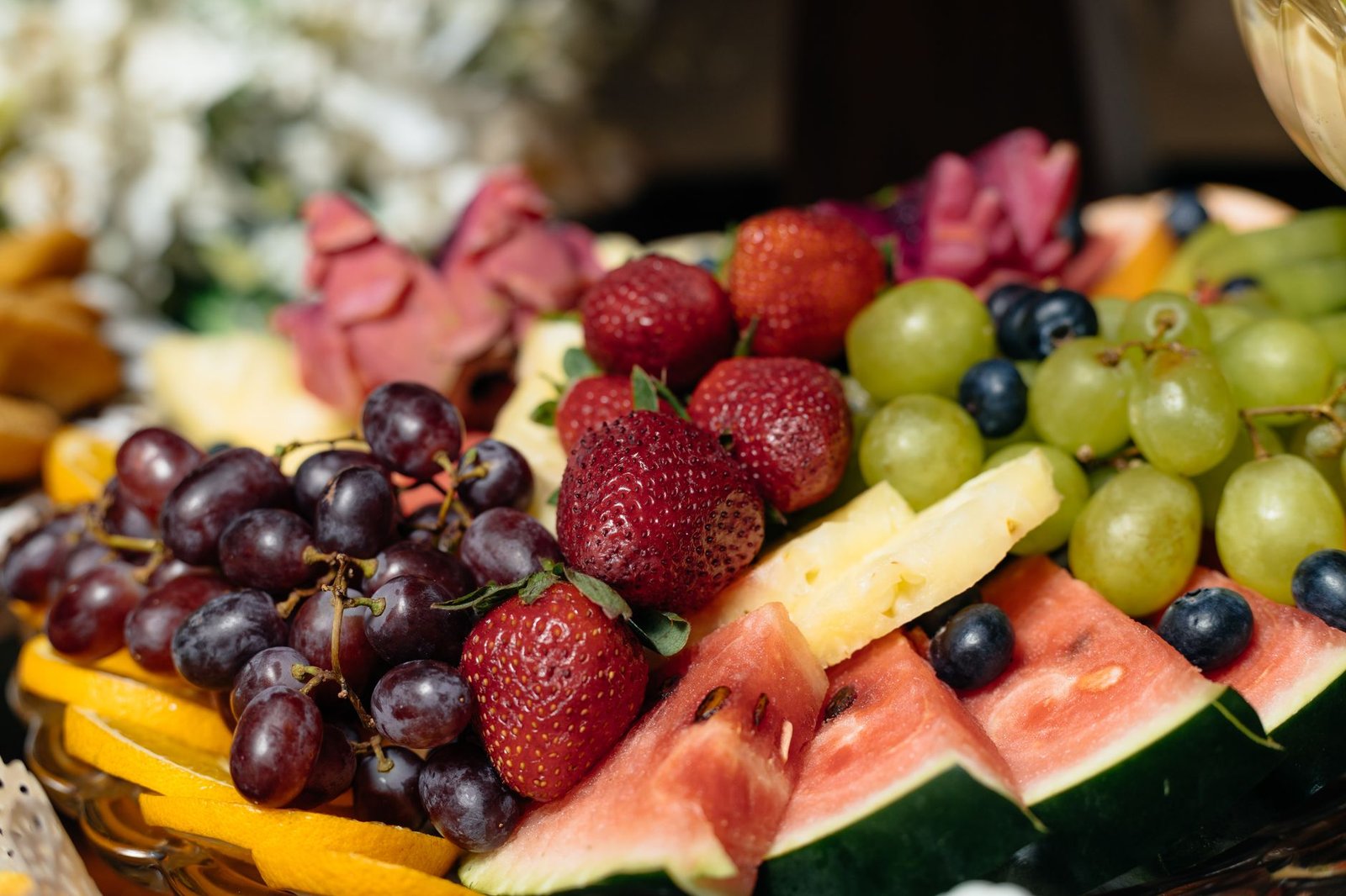 A colorful platter of fresh fruits